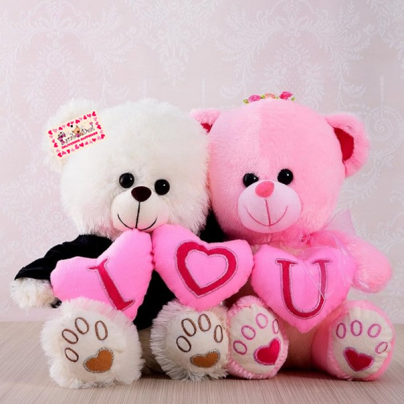 Buy Grabadeal Couple Teddy Bear holding I Love You Heart Online at